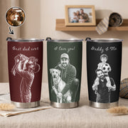 Custom Photo Sketch Art Father's Day Gift For Dad, Husband, Grandpa - Personalized Tumbler Cup