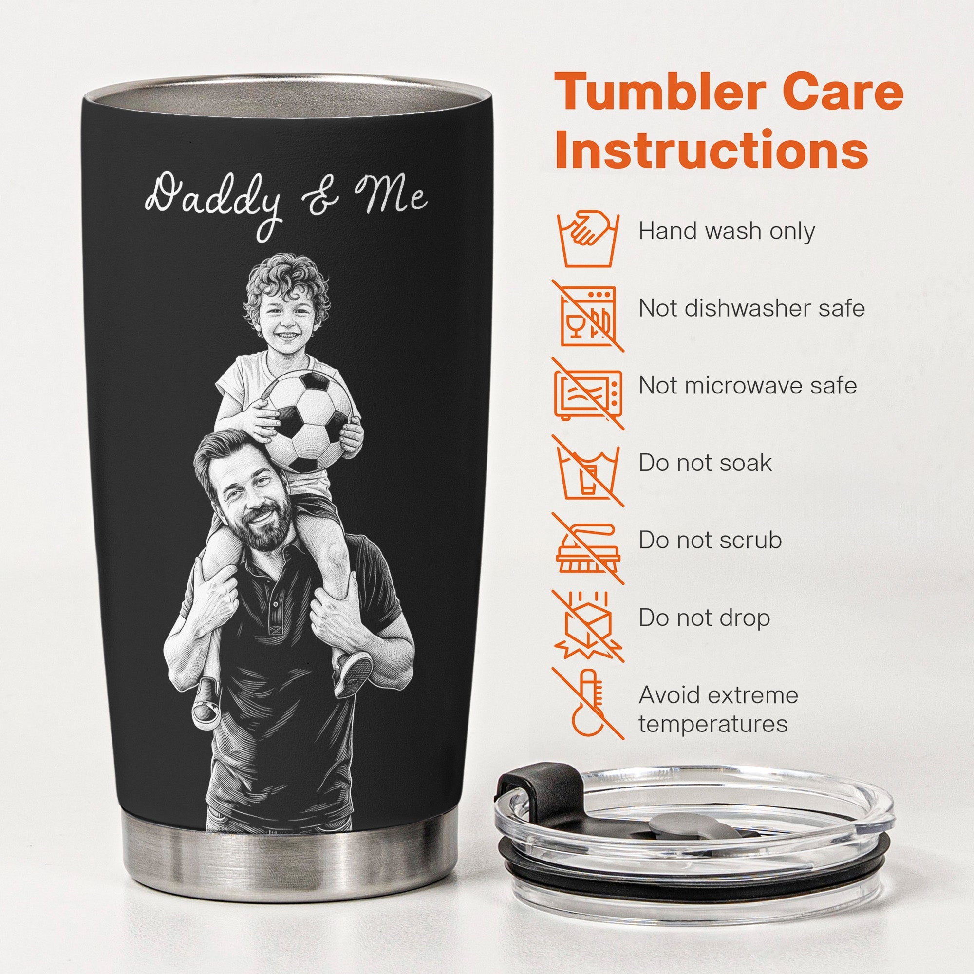 Custom Photo Sketch Art Father's Day Gift For Dad, Husband, Grandpa - Personalized Tumbler Cup