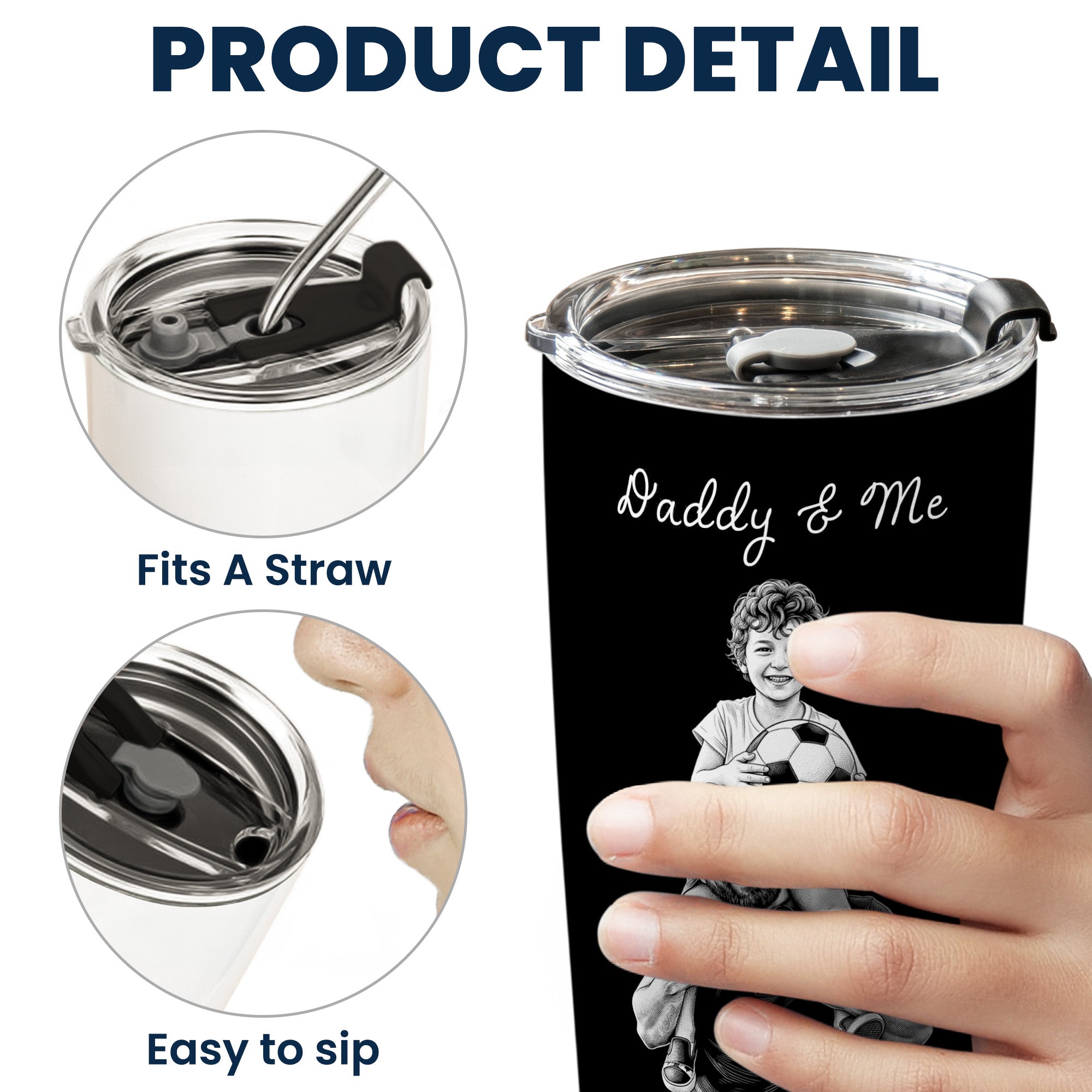 Custom Photo Sketch Art Father's Day Gift For Dad, Husband, Grandpa - Personalized Tumbler Cup