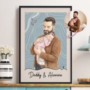 Custom Photo Watercolor Father's Day Gift For Husband, New Dad Gift - Personalized Poster