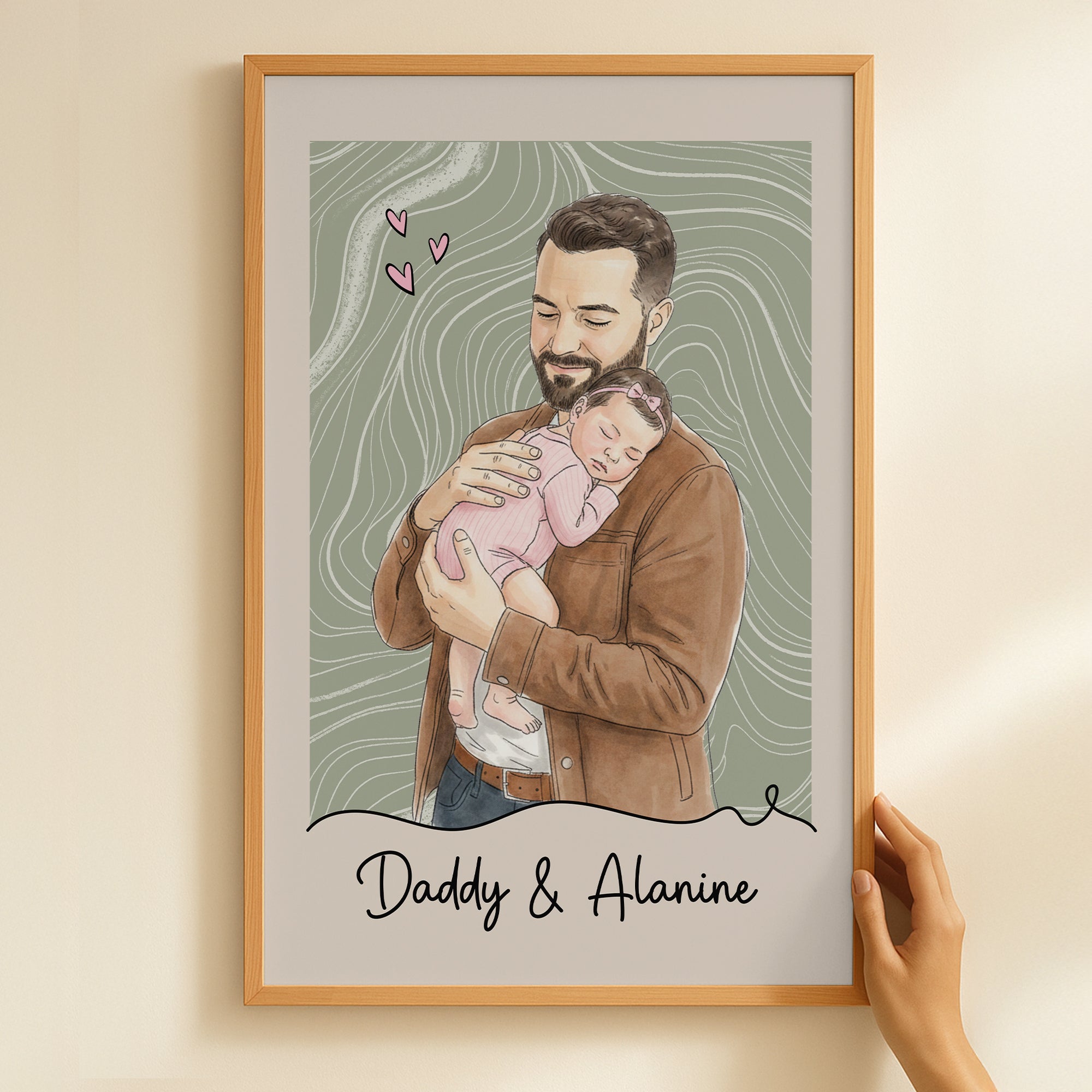 Custom Photo Watercolor Father's Day Gift For Husband, New Dad Gift - Personalized Poster