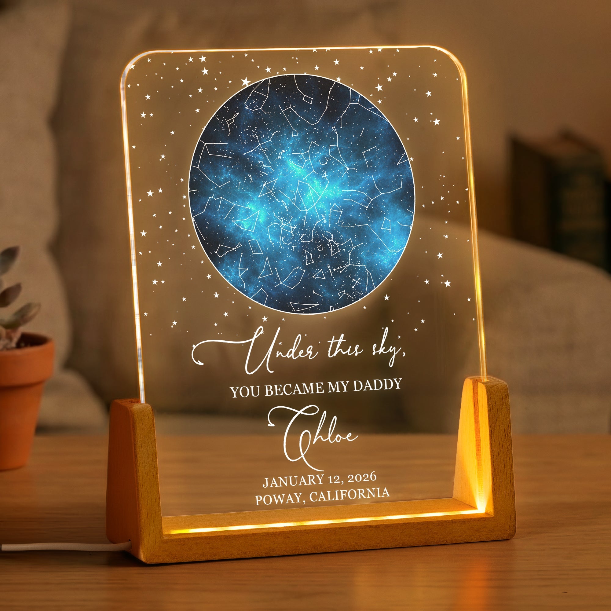 Custom Star Map - Under This Sky, You Became My Daddy - Father's Day Gift - Personalized Night Light