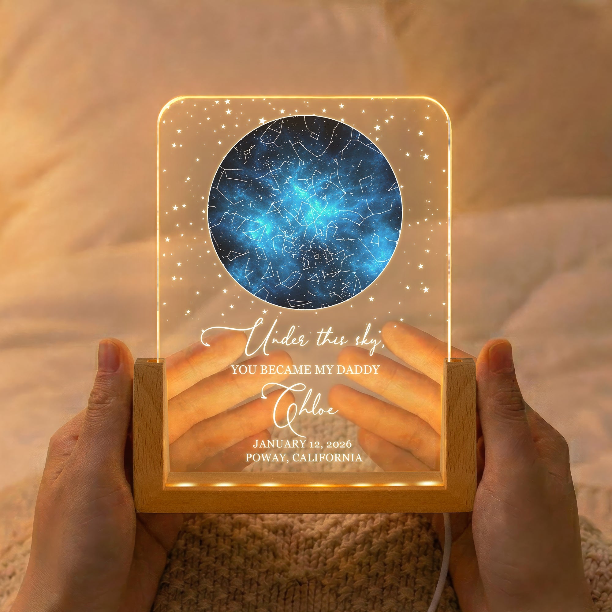 Custom Star Map - Under This Sky, You Became My Daddy - Father's Day Gift - Personalized Night Light