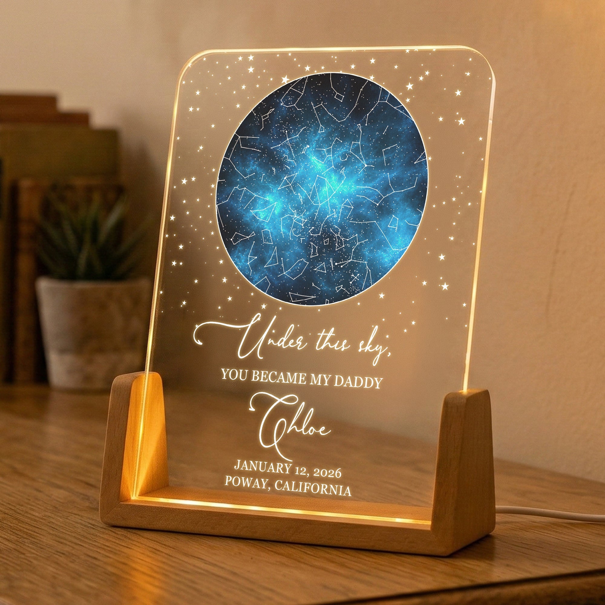 Custom Star Map - Under This Sky, You Became My Daddy - Father's Day Gift - Personalized Night Light