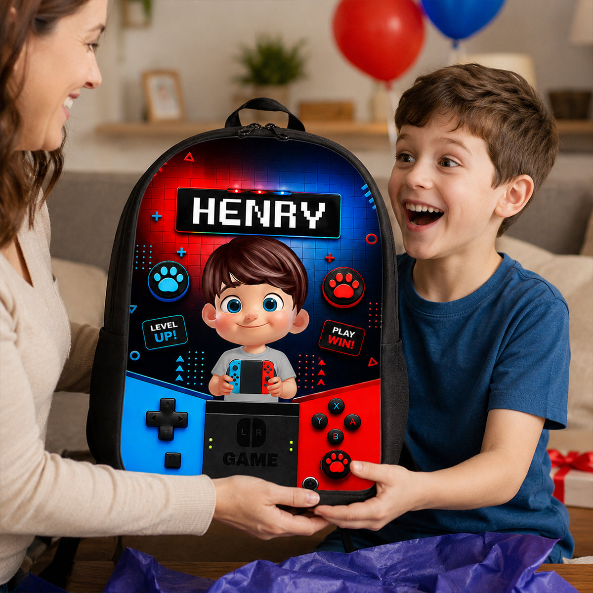 Gamer Boys Girls - Personalized Backpack - Back to School Backpack for Kids