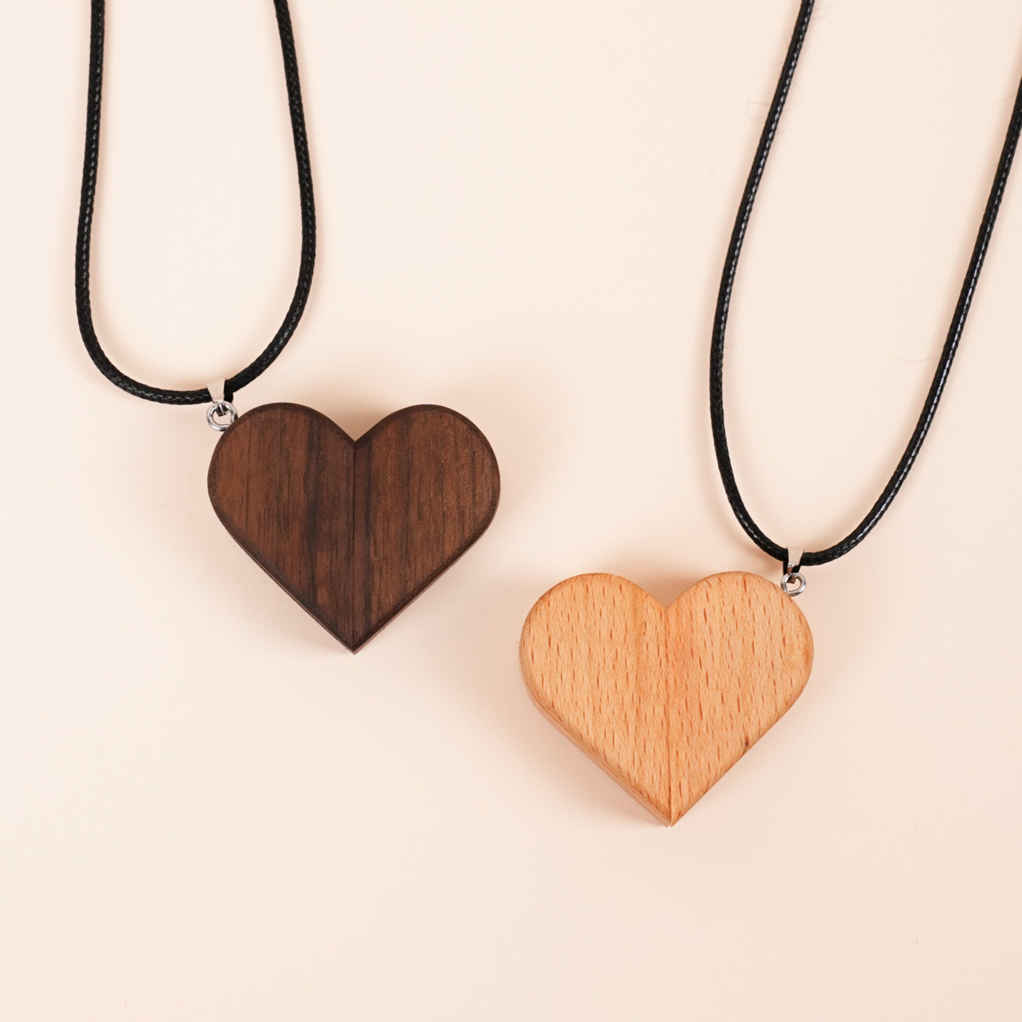 Hidden Magnetic Wooden Locket Necklace with Secret Compartment