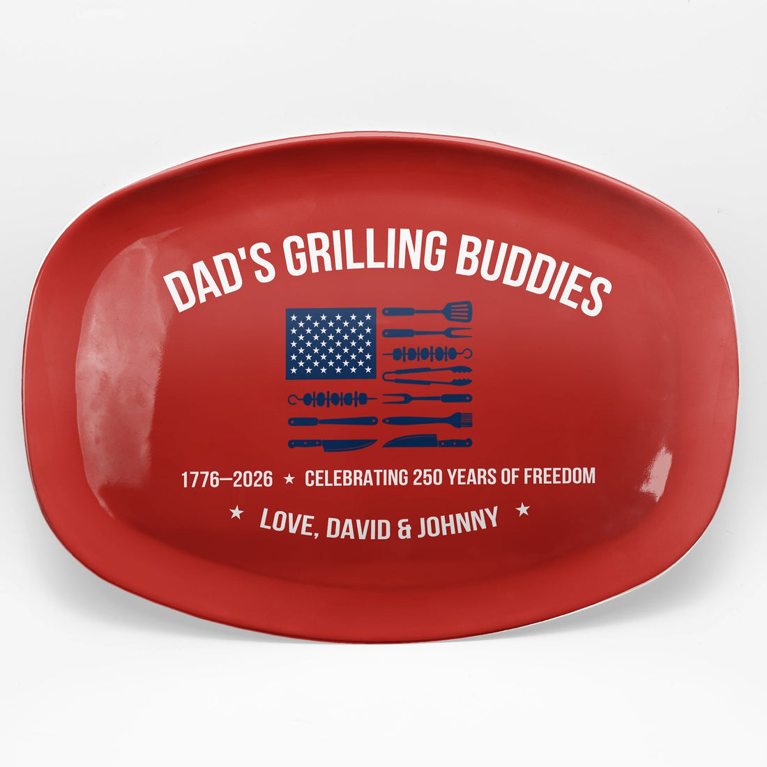 Dad, Grandpa, Papa Grilling Patriotic Bbq Grill Master Gift American Flag - Personalized Platter