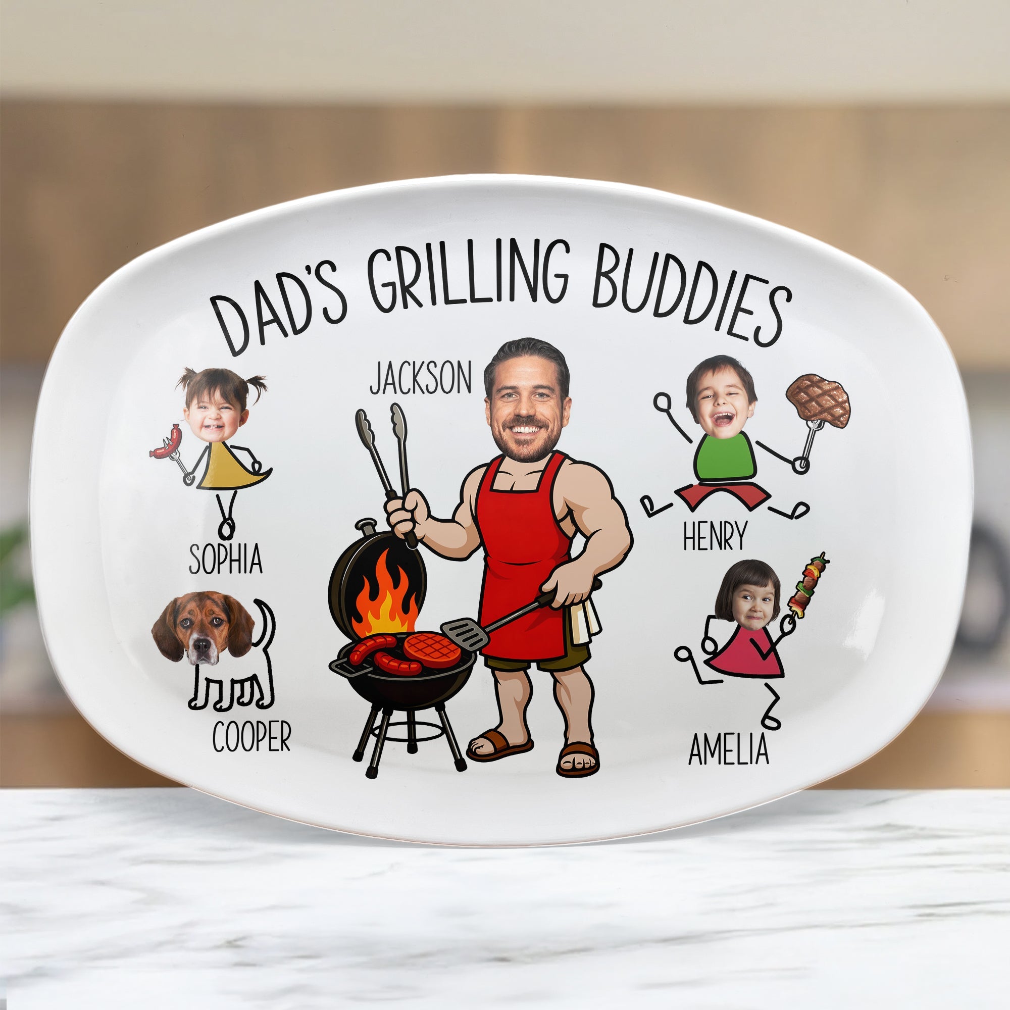 Dad's Grilling Buddies Father's Day Gift For Daddy, Husband, Grandpa - Personalized Platter