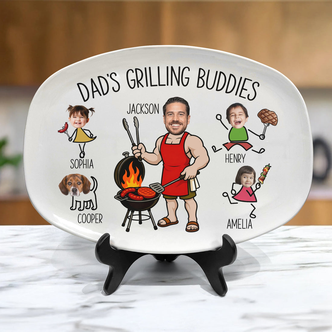 Dad's Grilling Buddies Father's Day Gift For Daddy, Husband, Grandpa - Personalized Platter