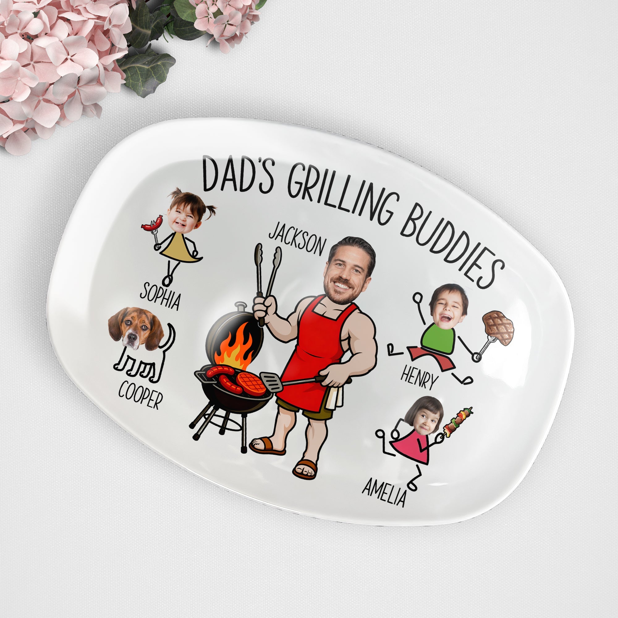 Dad's Grilling Buddies Father's Day Gift For Daddy, Husband, Grandpa - Personalized Platter