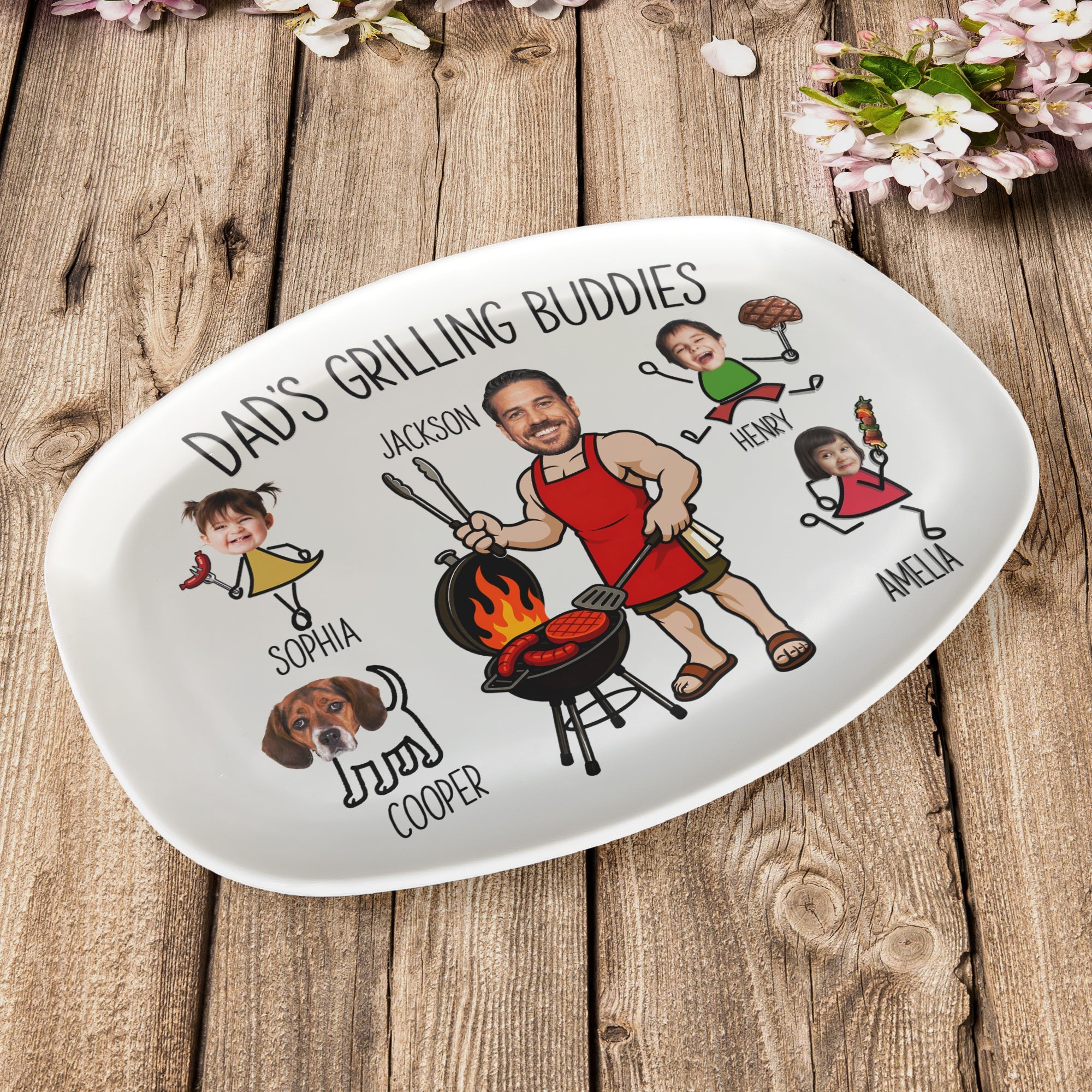 Dad's Grilling Buddies Father's Day Gift For Daddy, Husband, Grandpa - Personalized Platter