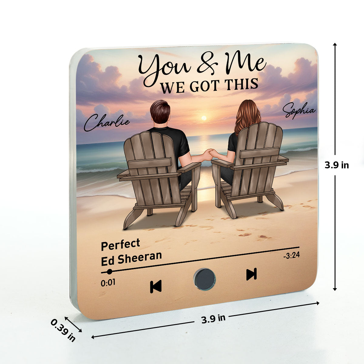 Couple Back View At Beach Favorite Song Personalized Music Fridge Magnet,  Gift For Couple