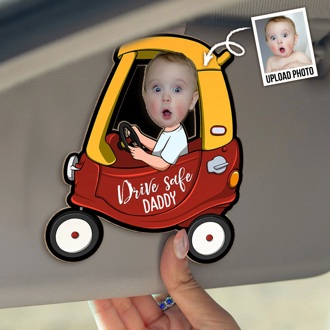 Drive Safe Reminder - Personalized Wooden Photo Car Visor Clip