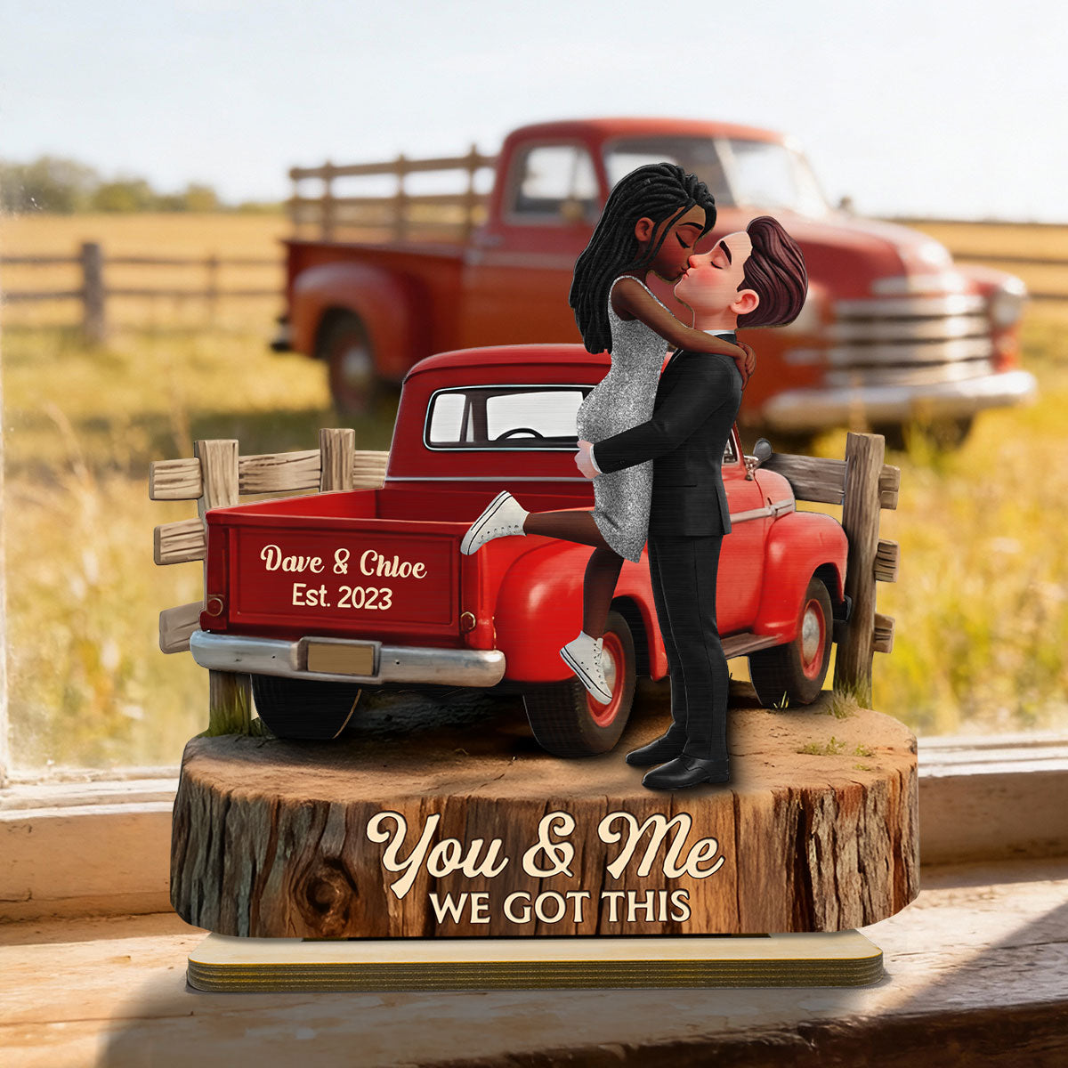Romantic Couple Pickup Truck You & Me We Got This - Personalized 2-Layered Wooden Plaque - Anniversary Gift, Wedding Gift For Couple, Farmhouse Decor