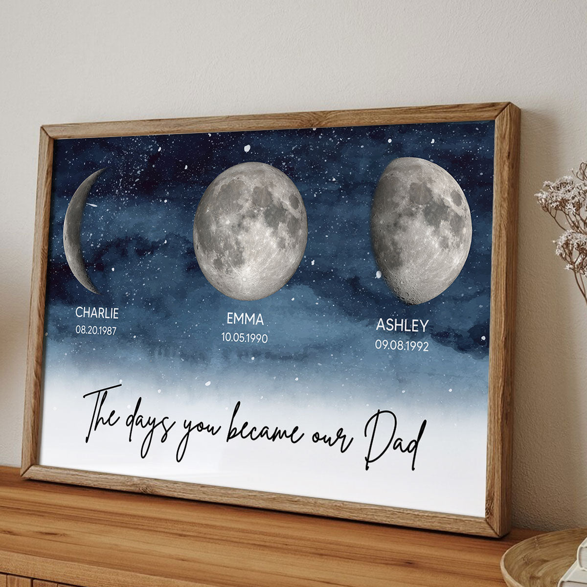 Starry Night Custom Birth Moon Phase The Days You Became Our Dad - Personalized Poster - Gift For Dad, Gift For Husband, Gift For Grandpa