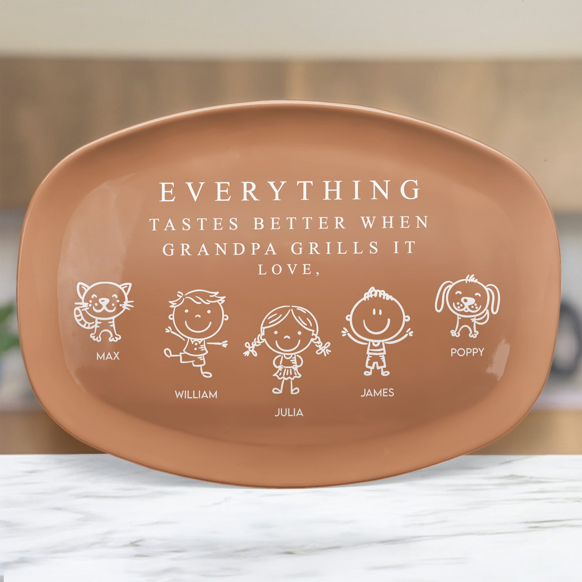 Everything Tastes Better When Grandpa Grills It - With Kids' Names - Personalized Platter