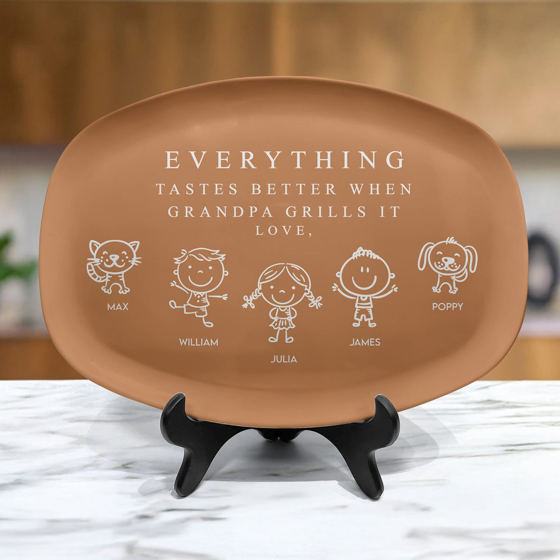 Everything Tastes Better When Grandpa Grills It - With Kids' Names - Personalized Platter