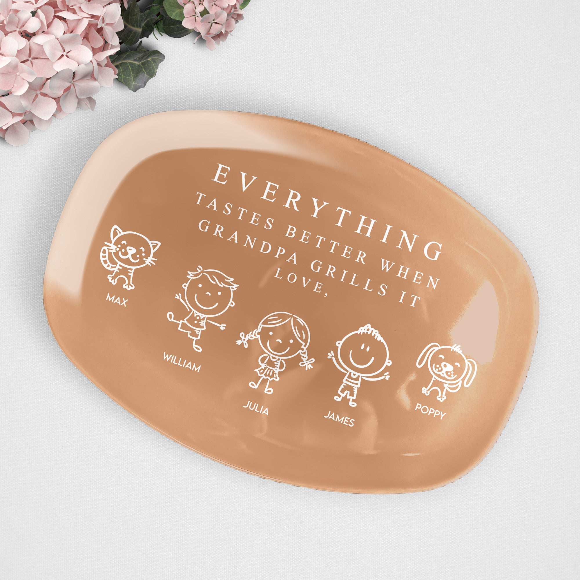Everything Tastes Better When Grandpa Grills It - With Kids' Names - Personalized Platter