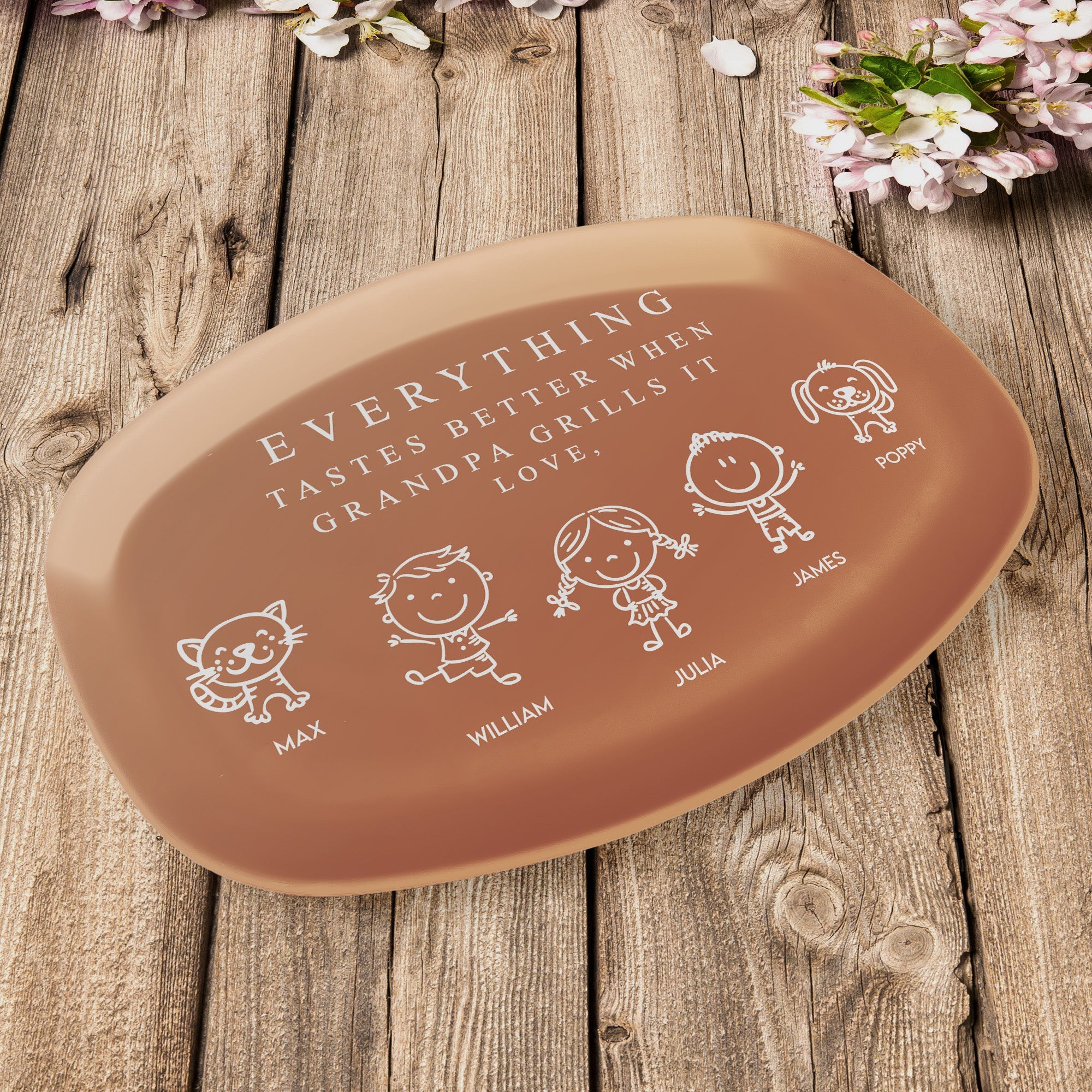 Everything Tastes Better When Grandpa Grills It - With Kids' Names - Personalized Platter