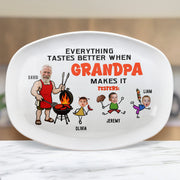 Everything Tastes Better When Grandpa Makes It Father's Day Gift For Grandpa, Dad - Personalized Platter
