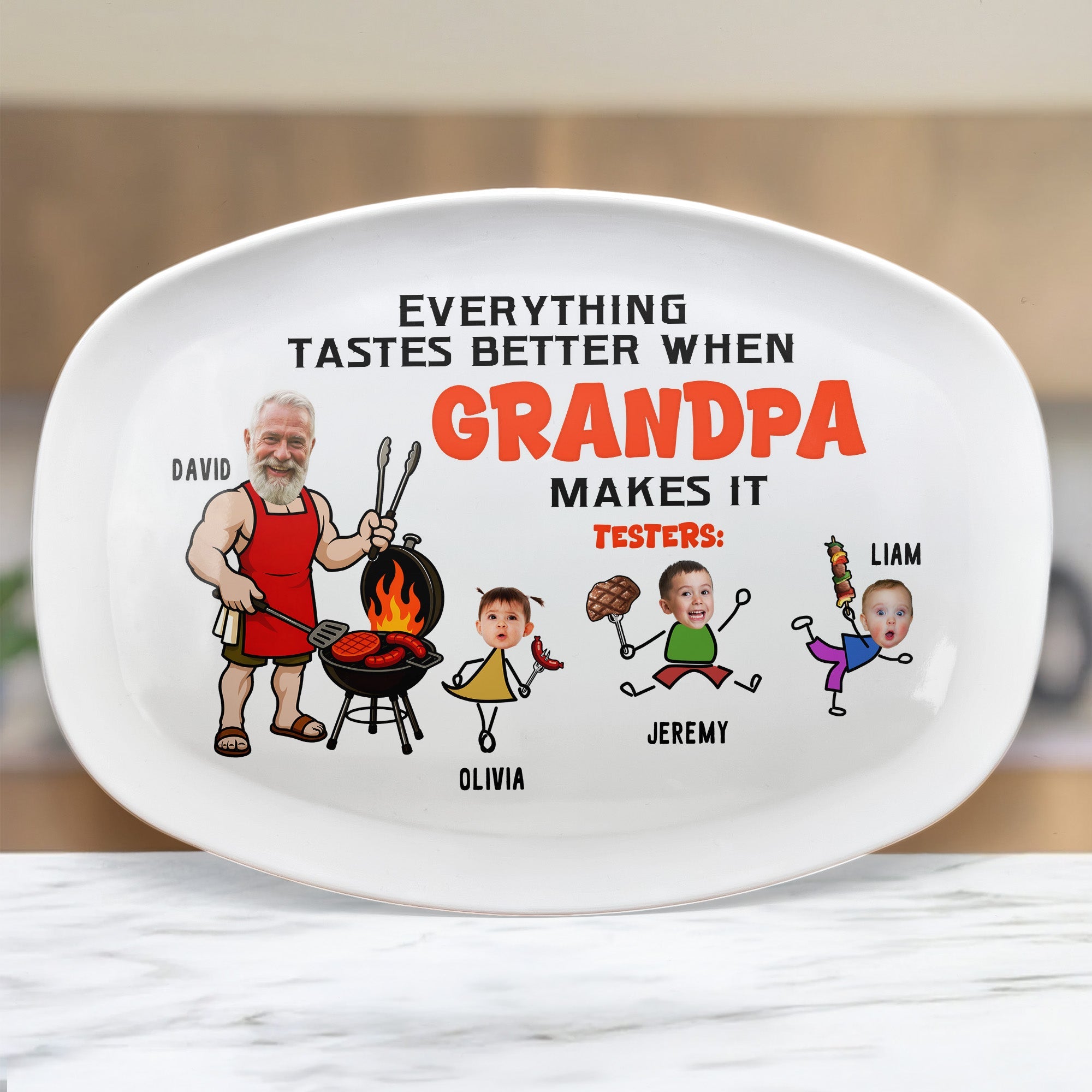 Everything Tastes Better When Grandpa Makes It Father's Day Gift For Grandpa, Dad - Personalized Platter