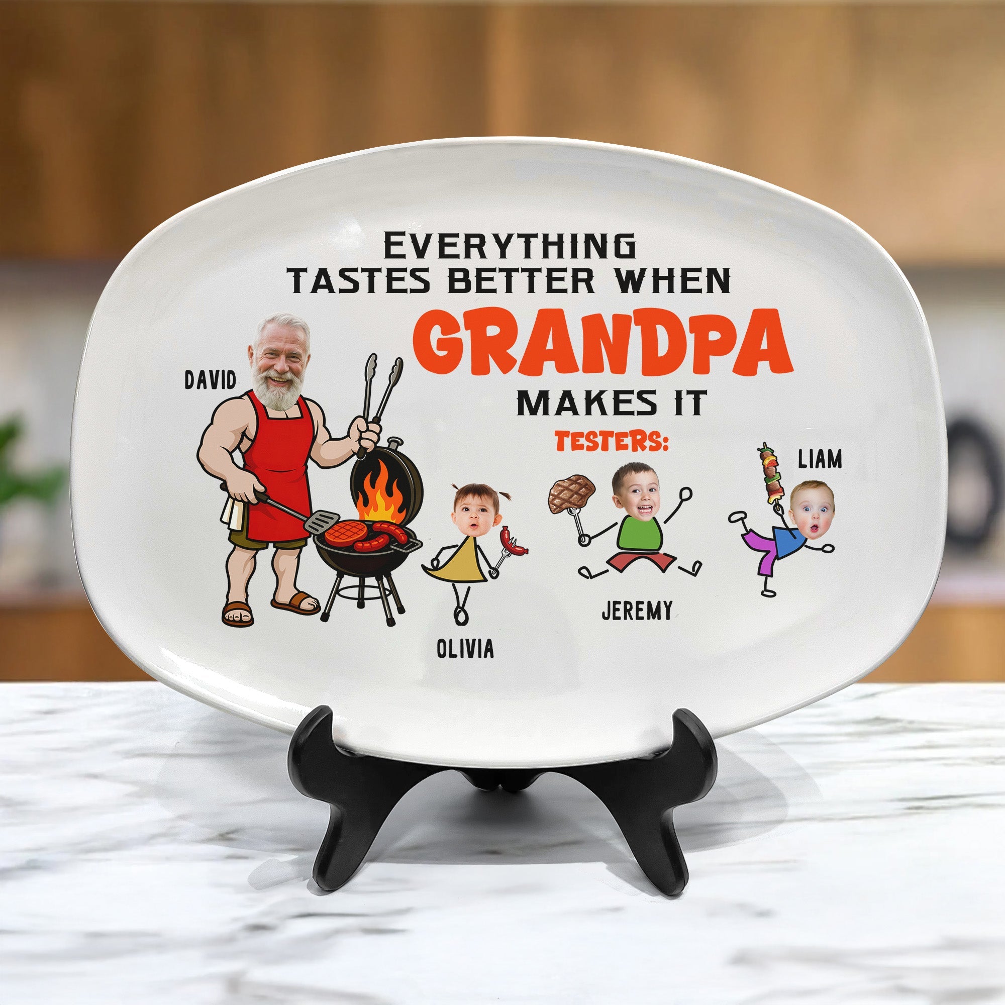 Everything Tastes Better When Grandpa Makes It Father's Day Gift For Grandpa, Dad - Personalized Platter