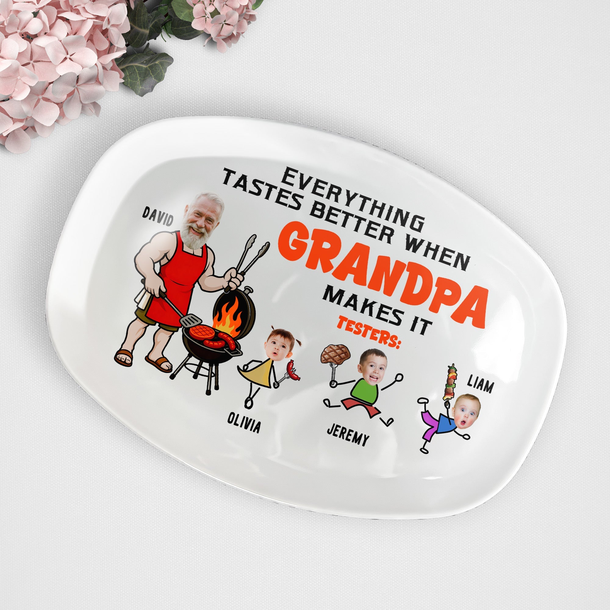 Everything Tastes Better When Grandpa Makes It Father's Day Gift For Grandpa, Dad - Personalized Platter