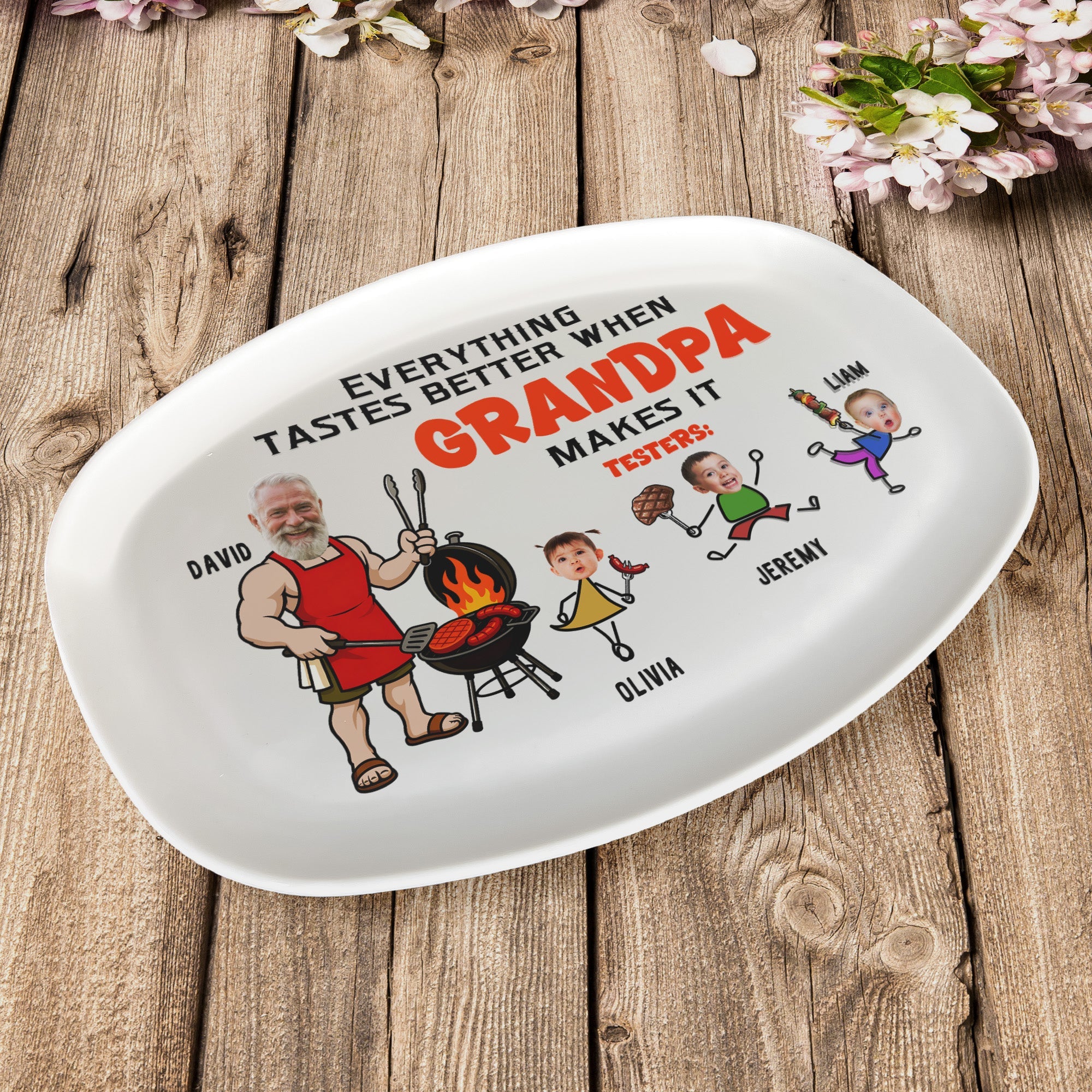 Everything Tastes Better When Grandpa Makes It Father's Day Gift For Grandpa, Dad - Personalized Platter