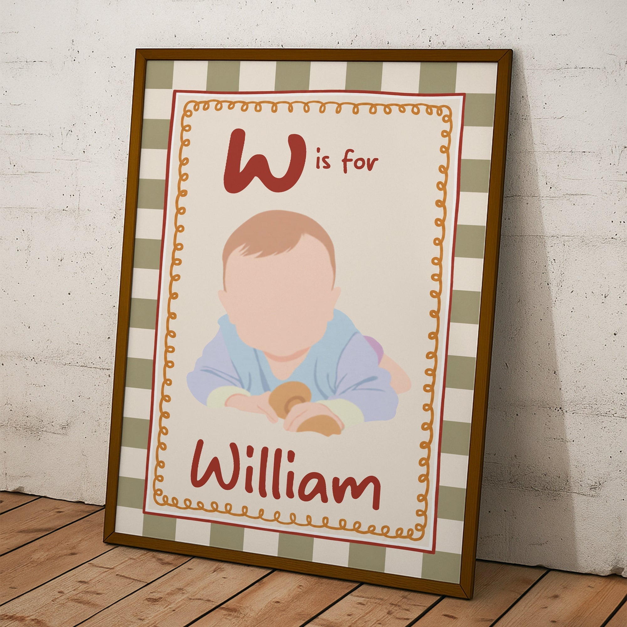 Faceless Art Playroom Decor Initial Name - Personalized Poster