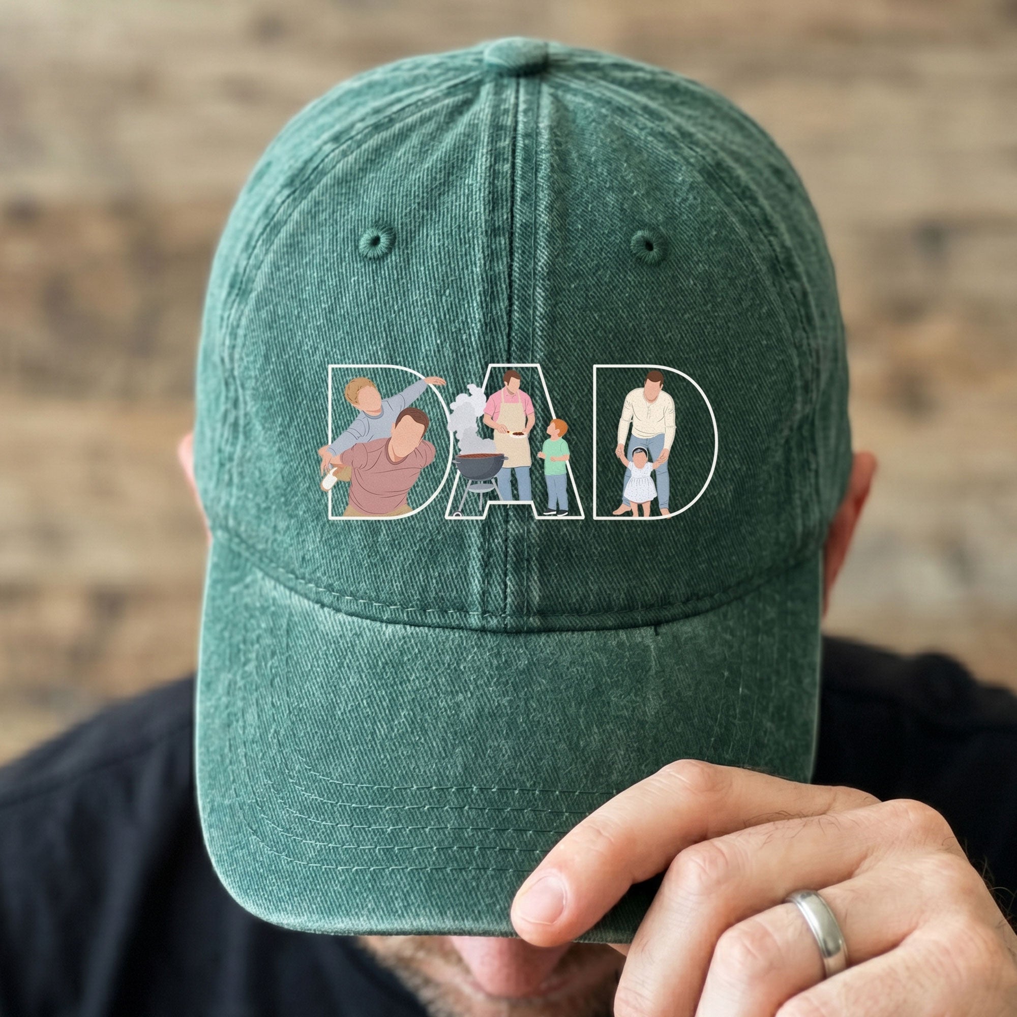 Father's Day Gift Custom Dad Portrait For Father, New Dad - Faceless Art - Personalized Cap