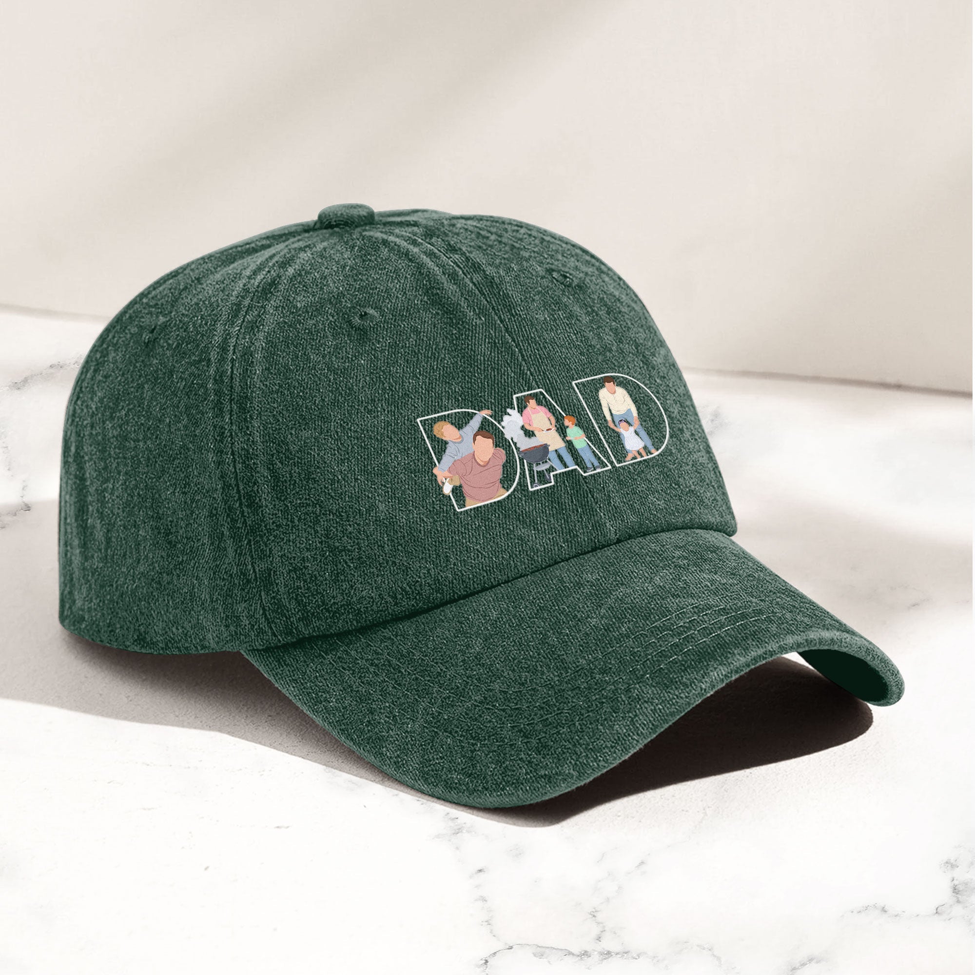 Father's Day Gift Custom Dad Portrait For Father, New Dad - Faceless Art - Personalized Cap