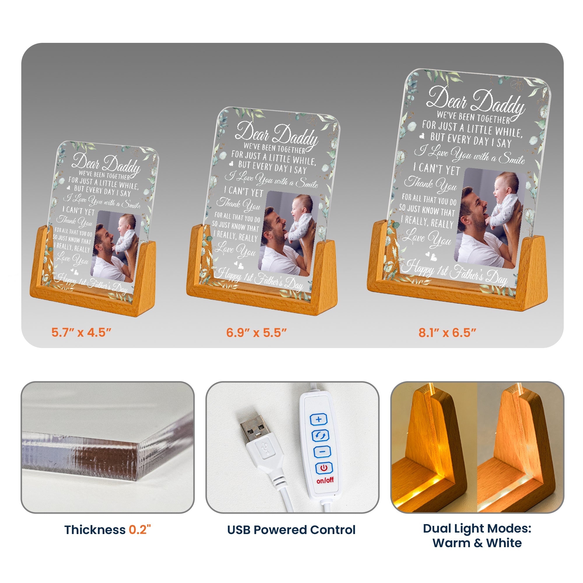 First Father's Day Gifts Dear Daddy We've Been Together For Just A Little While - Personalized Night Light