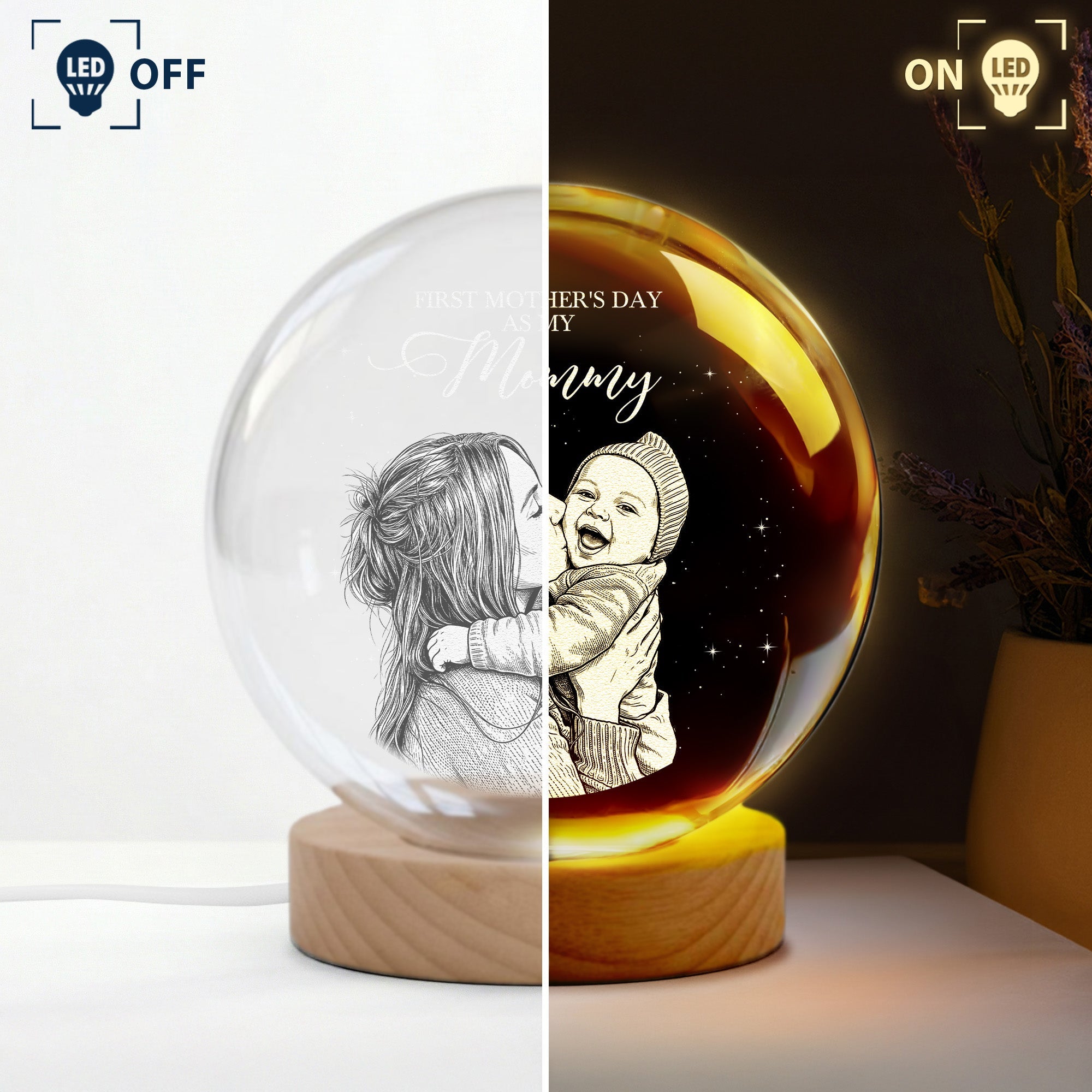 First Mother's Day Baby & Mommy - 1st Mother's Day Gift For Her, Daughter, Wife - Personalized Night Light