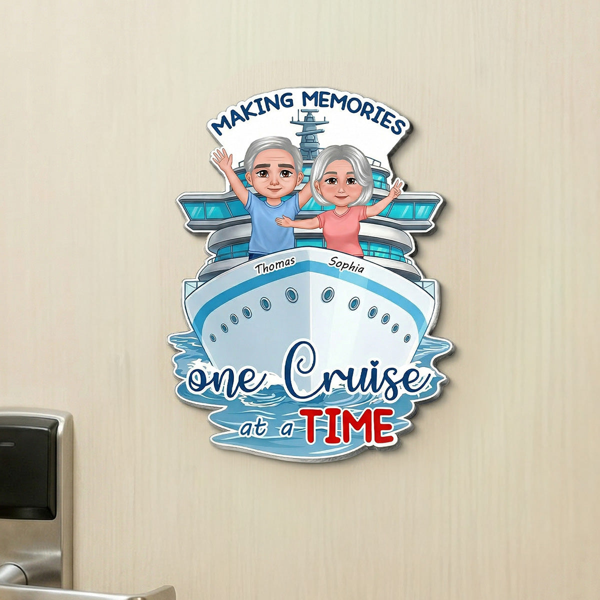 Making Memories One Cruise At A Time Happy Couple - Personalized Cruise Ship Door Magnet - Cruise Trip Keepsake