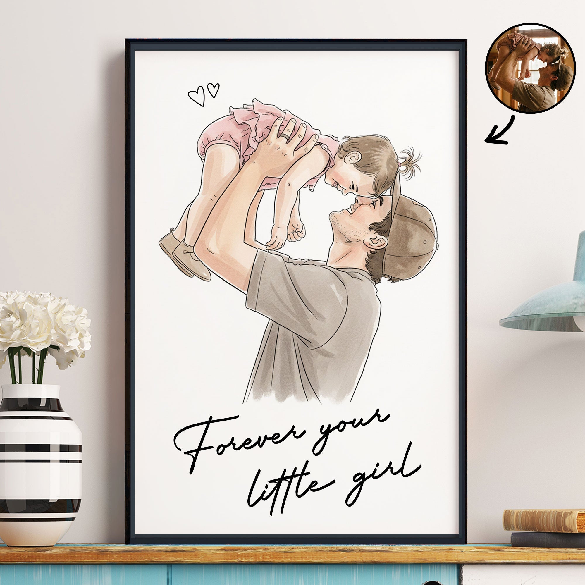 Forever Your Little Girl Watercolor Father's Day Gift For Dad, Husband, New Dad - Personalized Poster