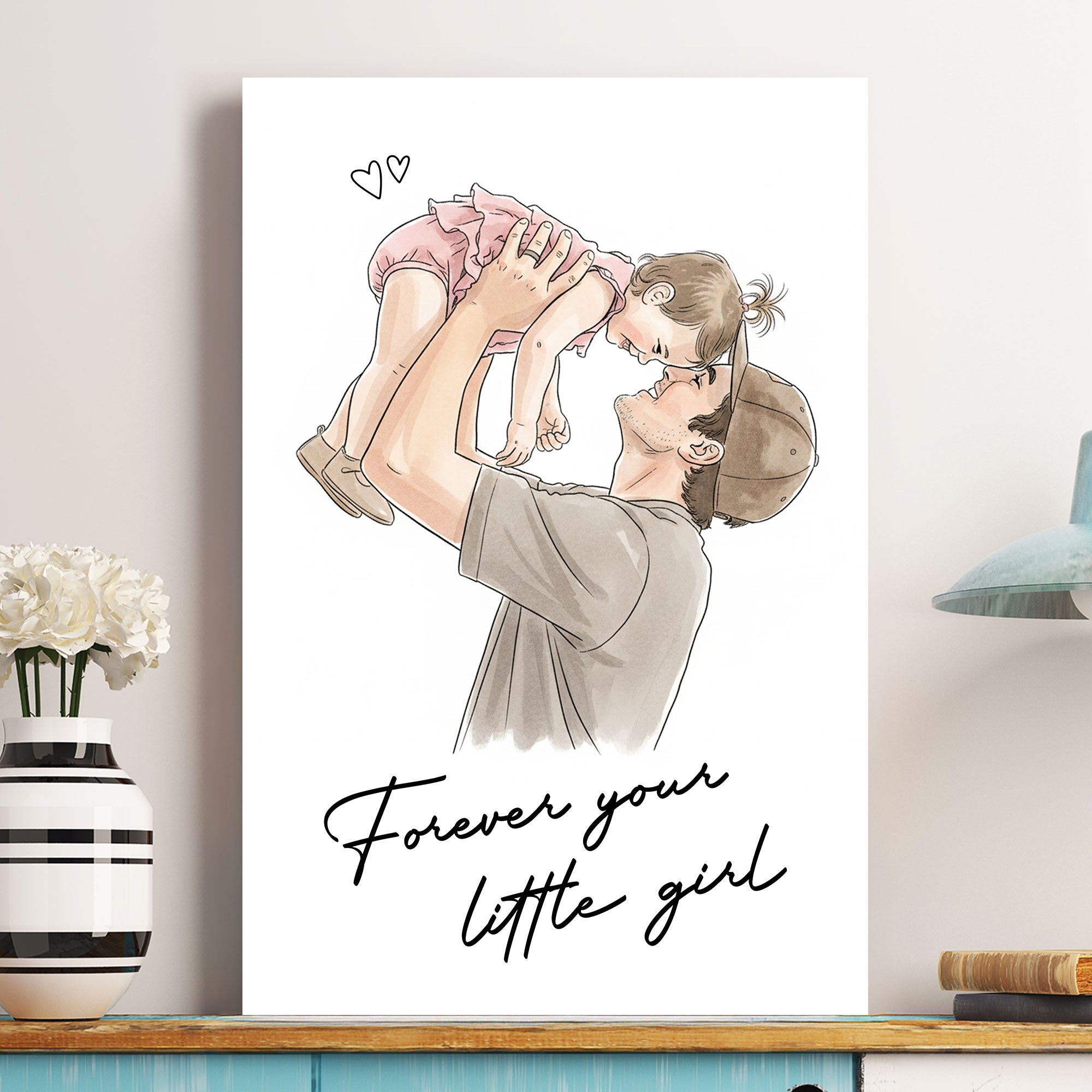Forever Your Little Girl Watercolor Father's Day Gift For Dad, Husband, New Dad - Personalized Poster