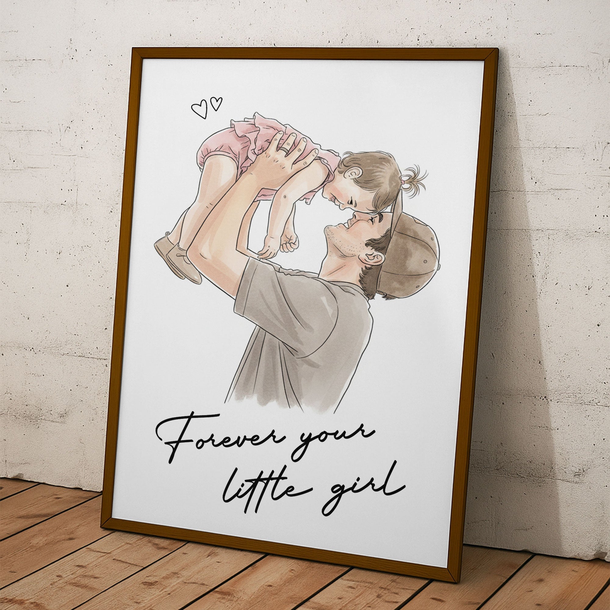 Forever Your Little Girl Watercolor Father's Day Gift For Dad, Husband, New Dad - Personalized Poster