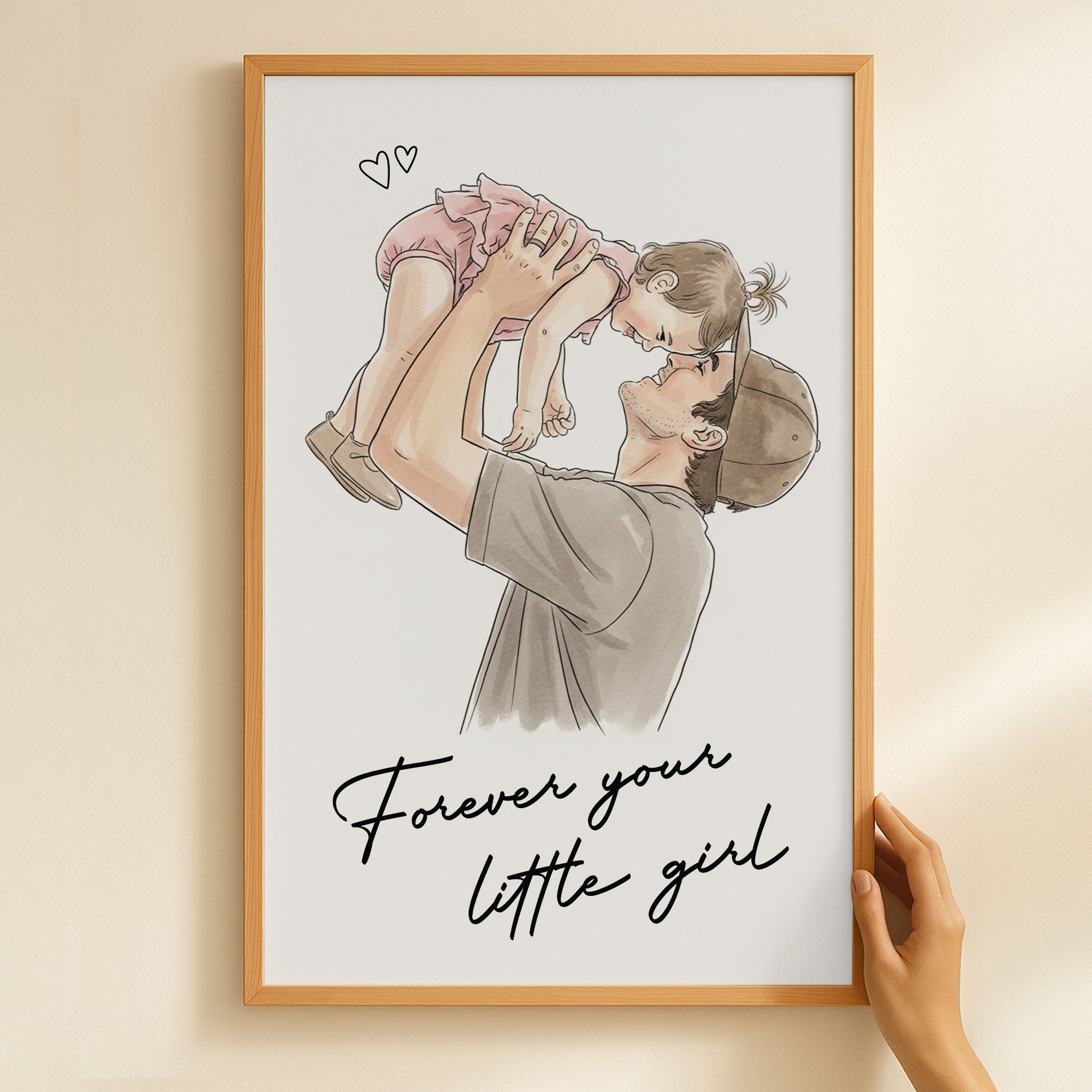 Forever Your Little Girl Watercolor Father's Day Gift For Dad, Husband, New Dad - Personalized Poster
