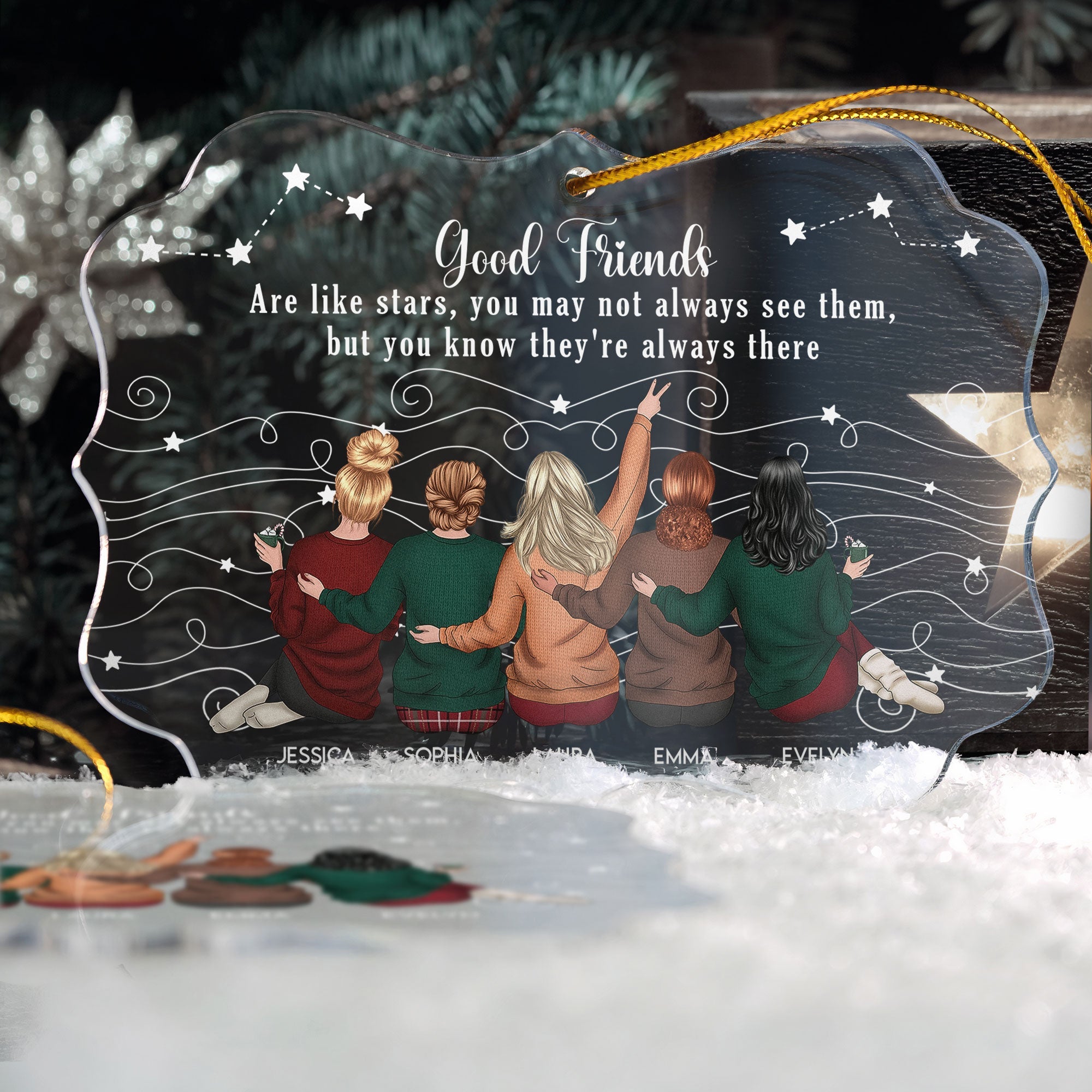Friends Like Star - Thank You Gifts For Friends, Sisters - Personalized Acrylic Ornament - Gift For Friend