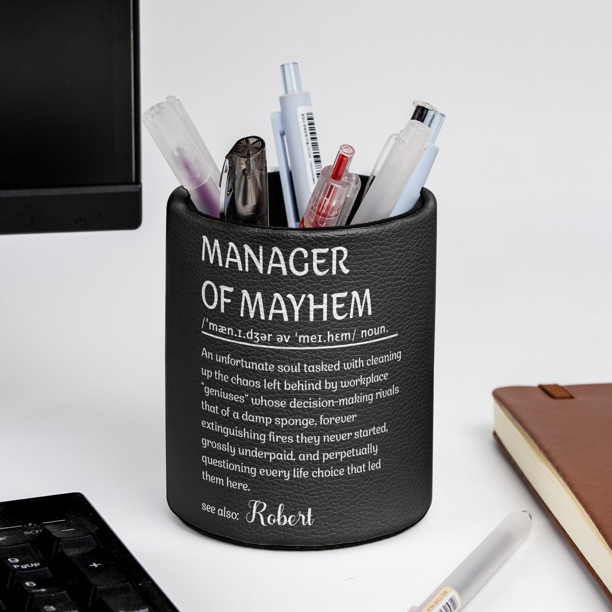 Funny Definitions Desk Decors - Exchange Gifts For Coworkers, Boss, Boss Lady, Hr, Friends - Personalized Pen Holder