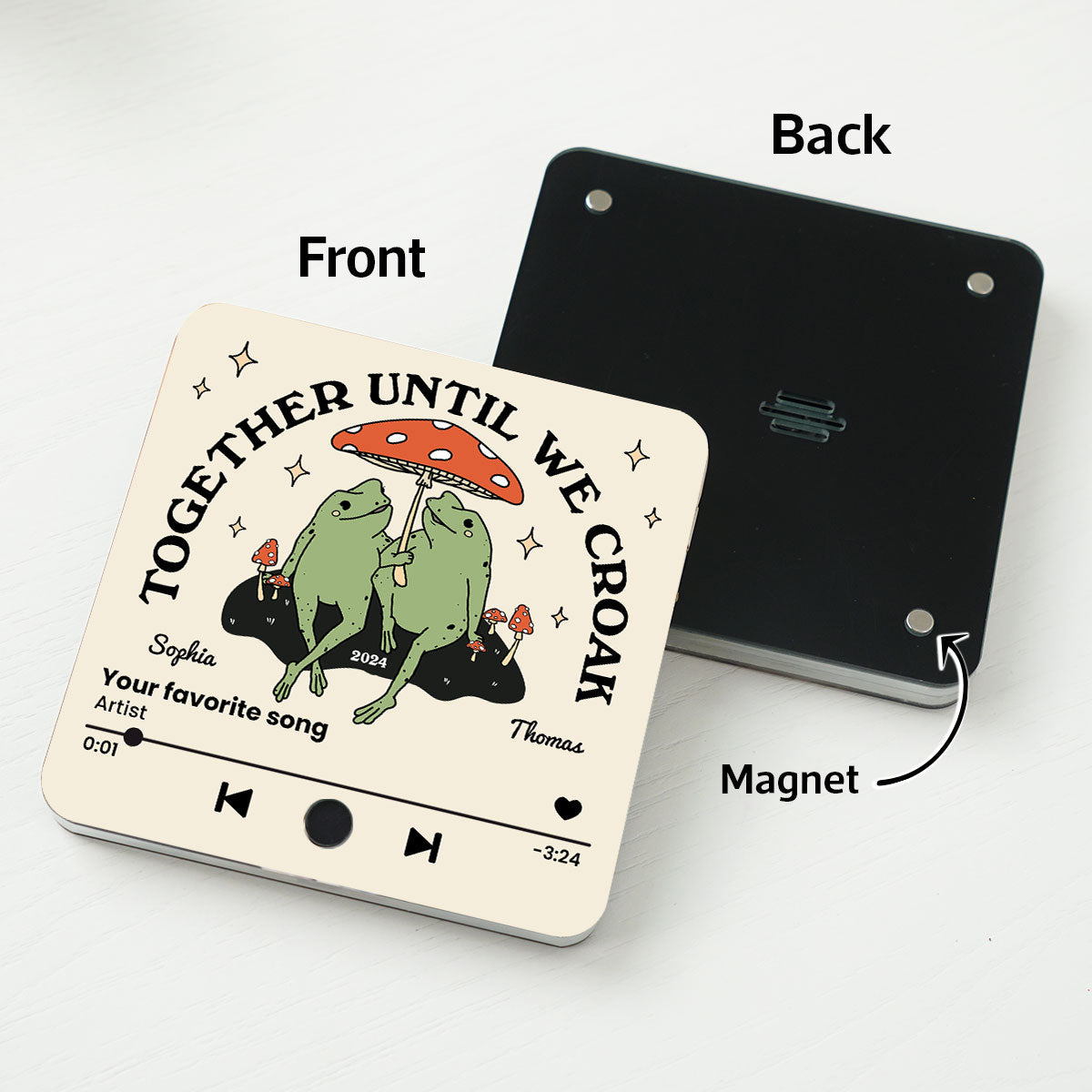 Frog Couple Together Until We Croak Vintage Anniversary Gift Personalized Music Fridge Magnet
