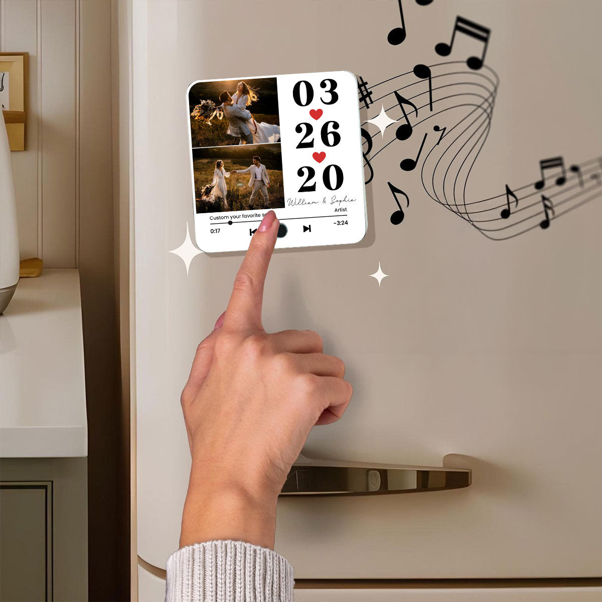 Couple Anniversary, Wedding, Special Date Personalized Music Fridge Magnet, Heartfelt Gift for him, Gift for her
