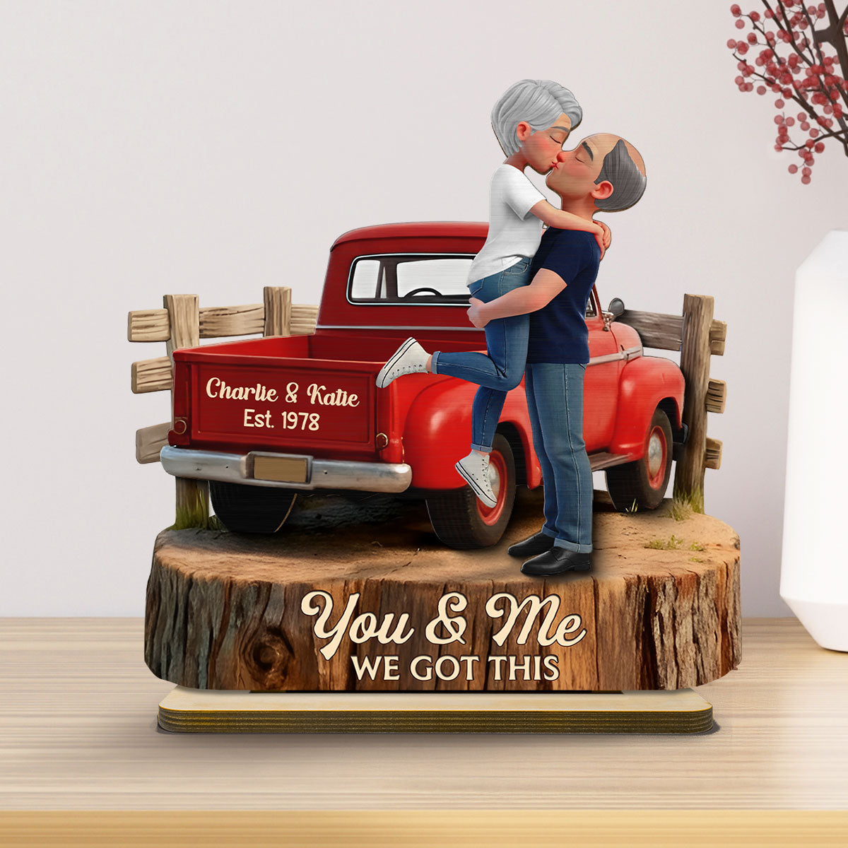 Romantic Couple Pickup Truck You & Me We Got This - Personalized 2-Layered Wooden Plaque - Anniversary Gift, Wedding Gift For Couple, Farmhouse Decor