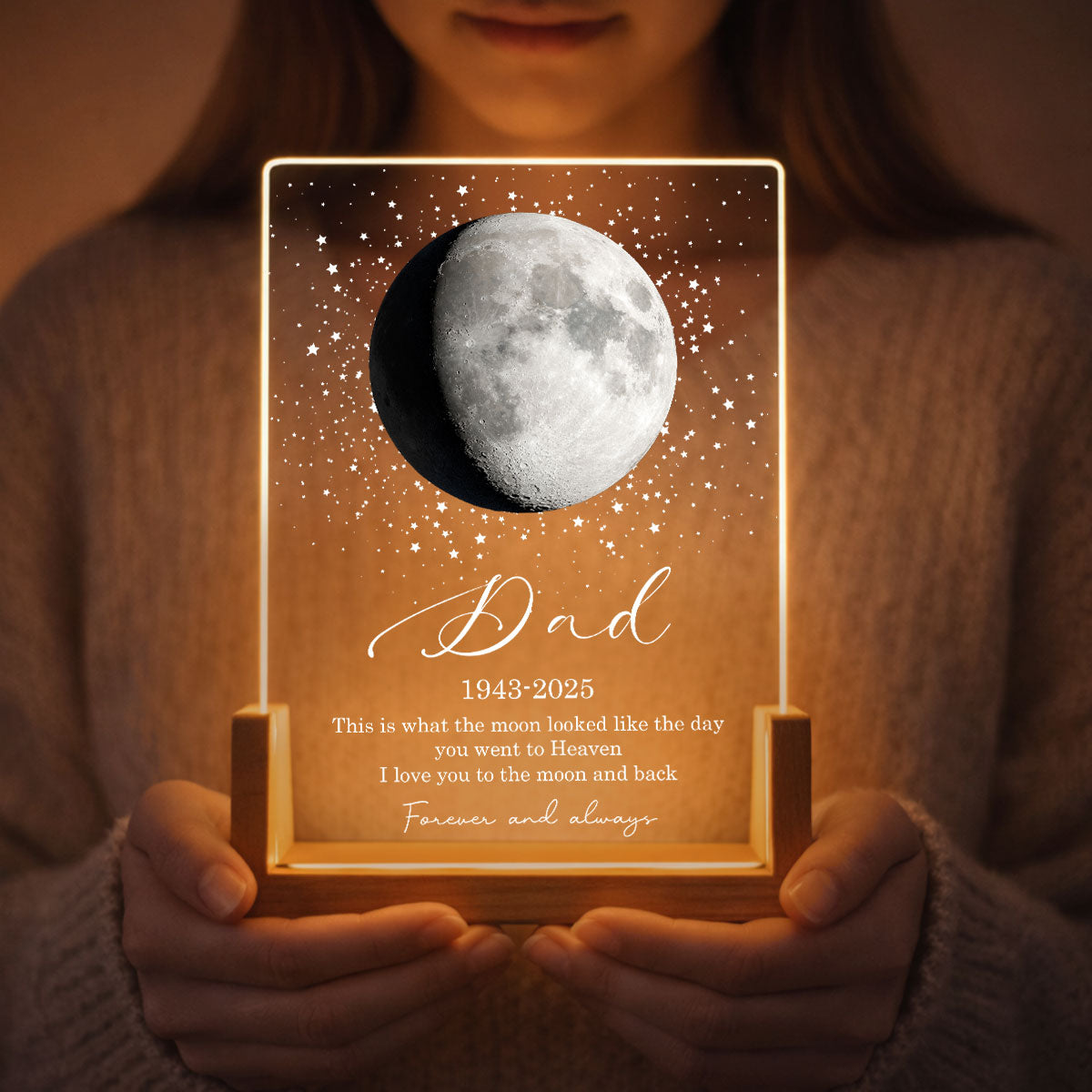 This is What the Moon Look Like the Day You Went to Heaven - Personalized LED Night Light - Heartfelt Memorial Remembrance Keepsake