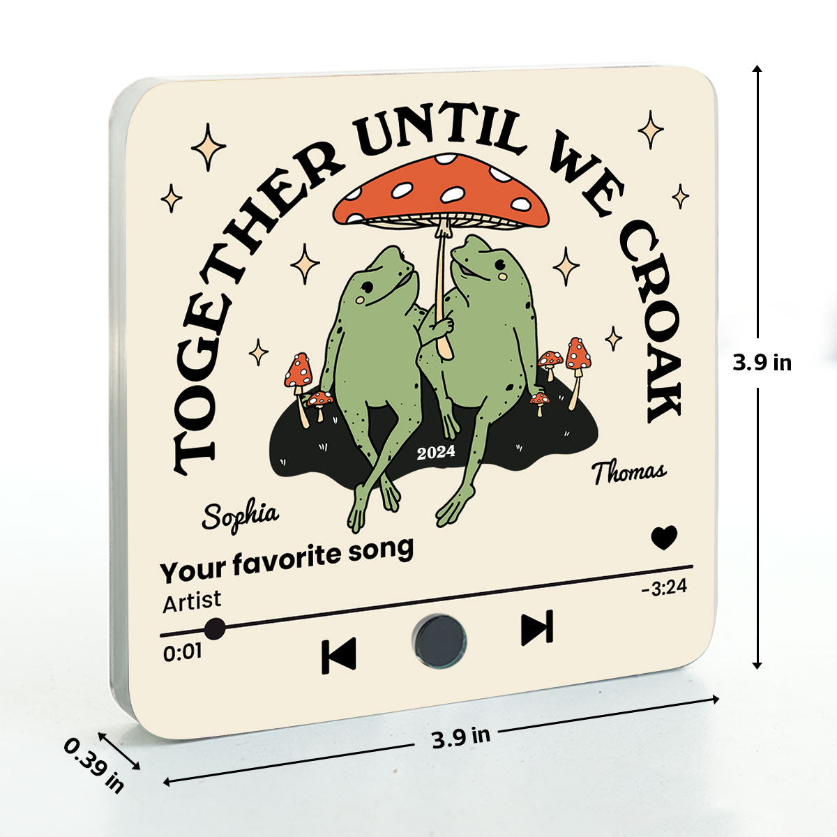 Frog Couple Together Until We Croak Vintage Anniversary Gift Personalized Music Fridge Magnet