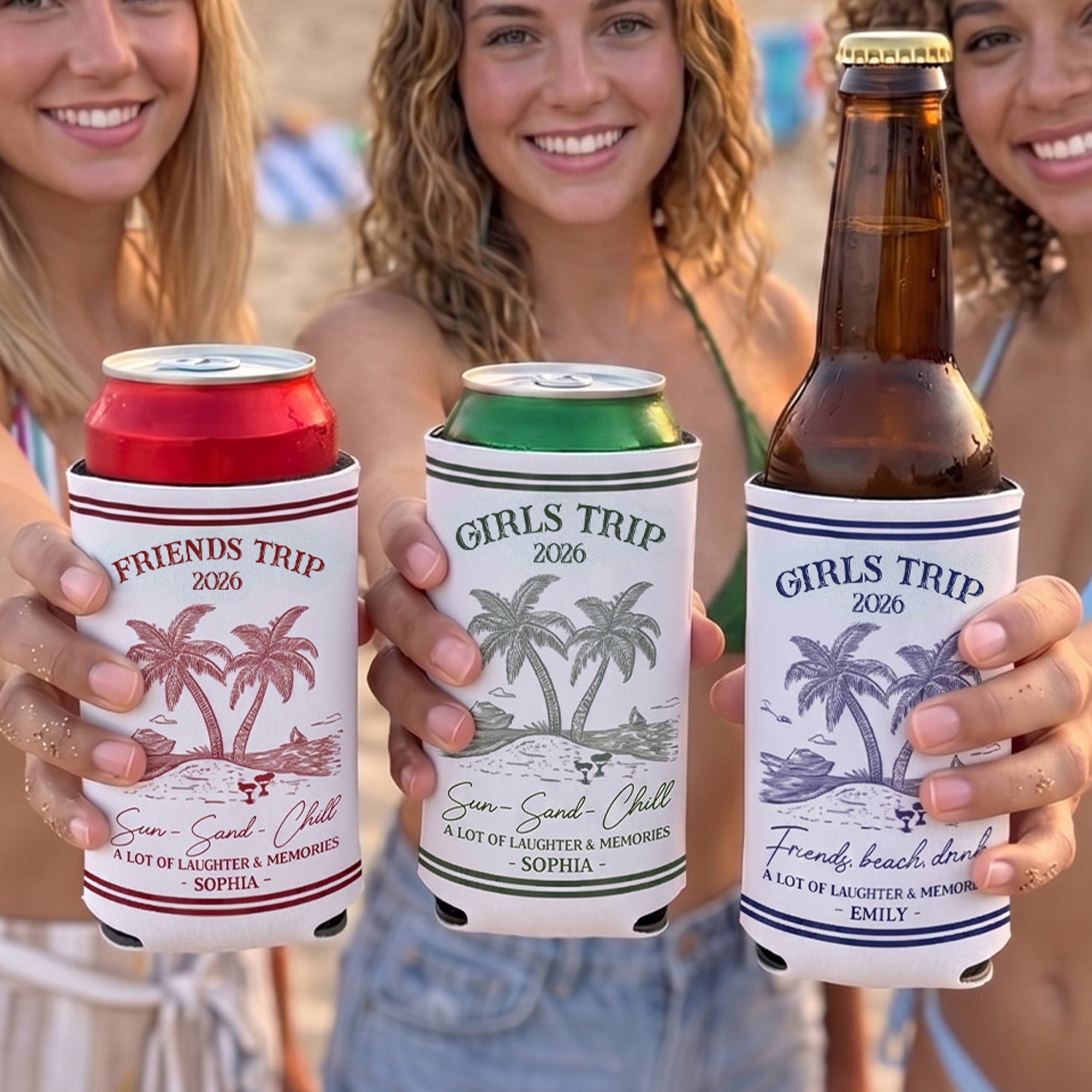 Girls Trip Summer Time - Personalized Can Cooler