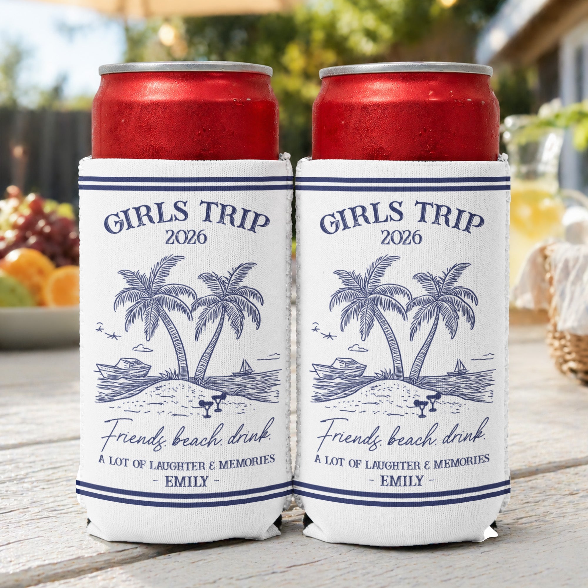 Girls Trip Summer Time - Personalized Can Cooler