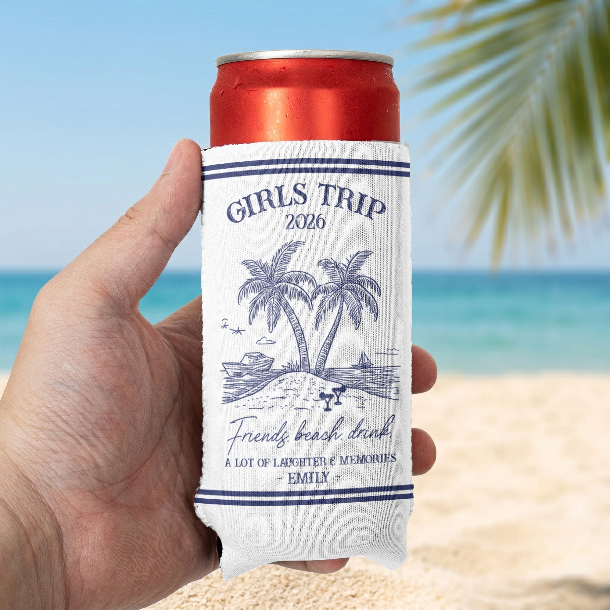 Girls Trip Summer Time - Personalized Can Cooler