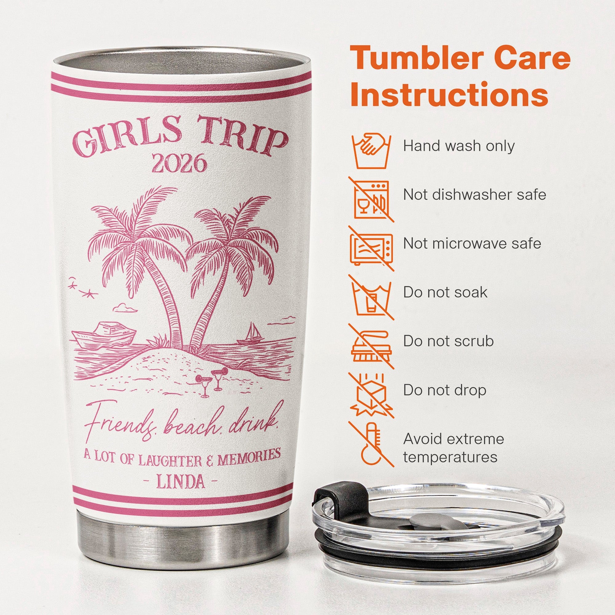 Girls Trip Summer Time - Personalized Tumbler