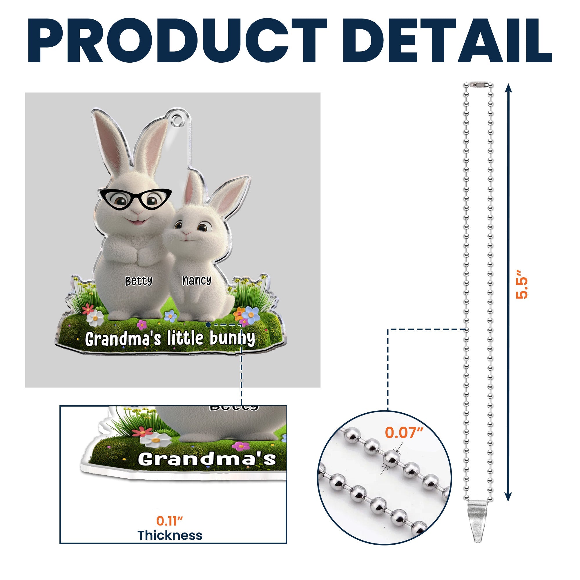 Grandma's Little Bunnies - Personalized Rear View Mirror Accessory